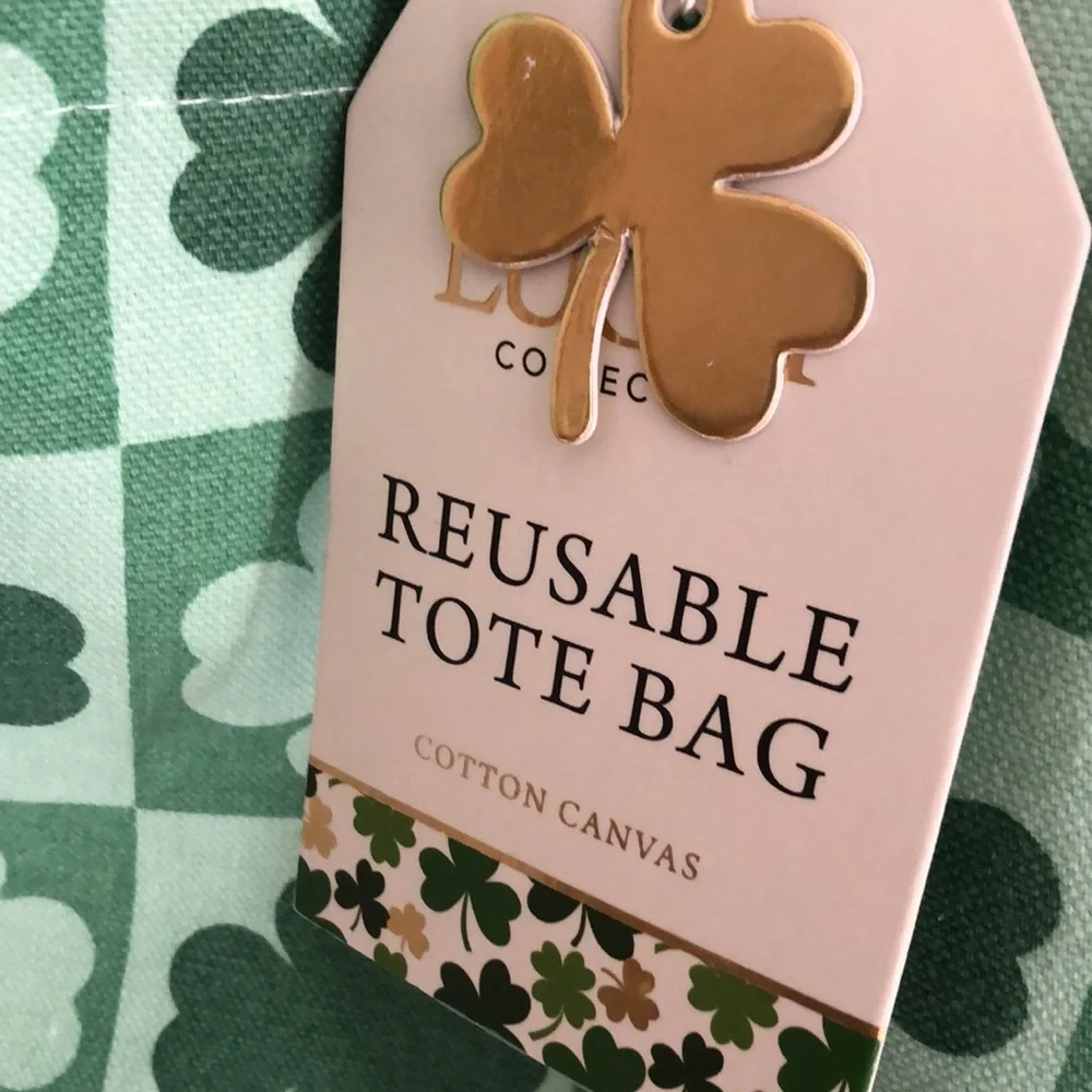 SHAMROCK Reusable Canvas Tote Shopping Bag St. Patrick’s Day Clover Shamrocks